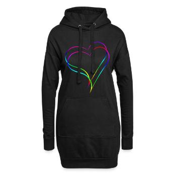 Herzen Regenbogen - Liebe - Hoodie-Kleid - Schwarz - Vorne