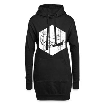 Dessin de skieur - Sweat-shirt à capuche long Femme - noir - Devant