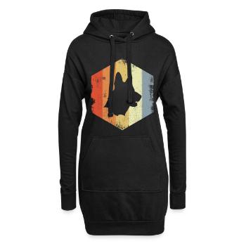 Vintage Deutscher Schäferhund - Hoodie-Kleid - Schwarz - Vorne