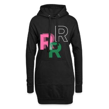 Lettre R - Sweat-shirt à capuche long Femme - noir - Devant