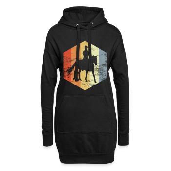 Reiten Retro Look - Hoodie-Kleid - Schwarz - Vorne