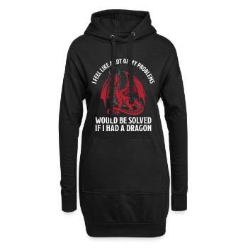 Probleme gelöst Dragon Lovers Fantasy - Hoodie-Kleid - Schwarz - Vorne