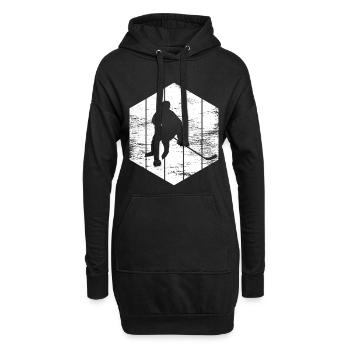Eishockeyspieler Zeichnung - Hoodie-Kleid - Schwarz - Vorne