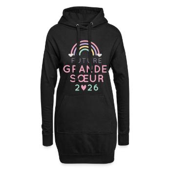 Future Grande Sœur 2026 – Annonce Grossesse - Sweat-shirt à capuche long Femme - noir - Devant