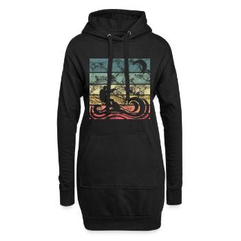 Retro Kitesurfen - Hoodie-Kleid - Schwarz - Vorne