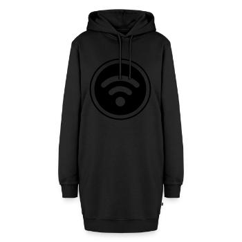 Wlan Internet - Hoodie-Kleid - Schwarz - Vorne - AI Model Female 172 light (172cm)