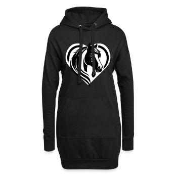 Coeur de tête de cheval - Sweat-shirt à capuche long Femme - noir - Devant