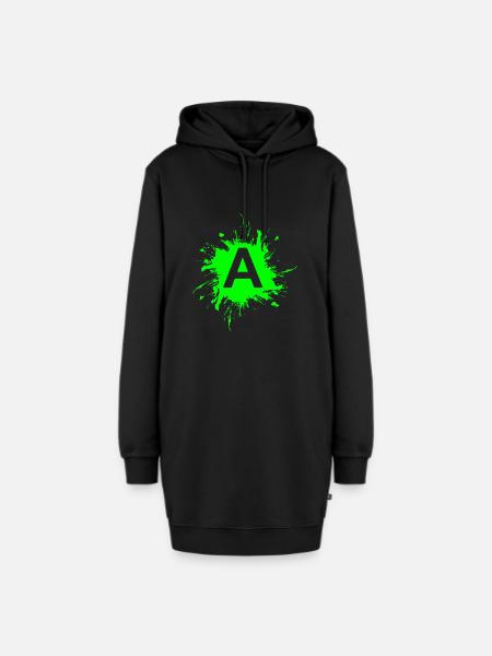 Team A Buchstabe A Anfangsbuchtabe - Hoodie-Kleid - Schwarz
