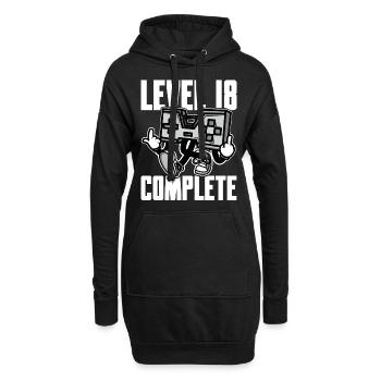 Level 18 Complete Geburtstagsgeschenk 18 Jahre - Hoodie-Kleid - Schwarz - Vorne
