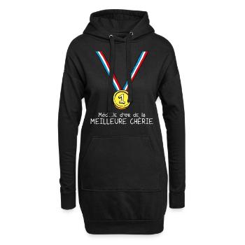 T-shirt Médaille d'or de la meilleure chérie - Sweat-shirt à capuche long Femme - noir - Devant