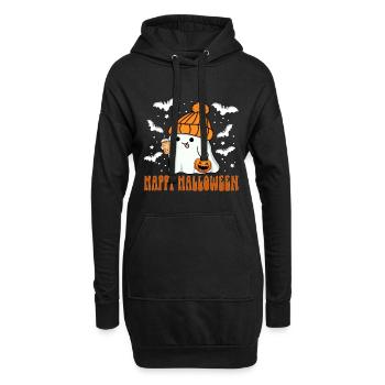 Happy Halloween Geist Kawaii Kürbislaterne Tee - Hoodie-Kleid - Schwarz - Vorne