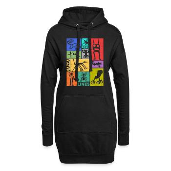 Nazca-Linien | Uralte Astronaut Peru Geoglyphen - Hoodie-Kleid - Schwarz - Vorne