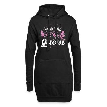 Glamping Queen Camping - Sweat-shirt à capuche long Femme - noir - Devant