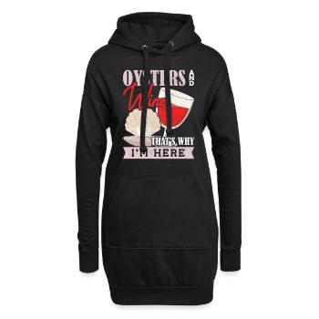 Huîtres et vin, c’est pourquoi Im Here Austern - Sweat-shirt à capuche long Femme - noir - Devant
