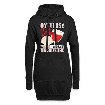 Huîtres et vin, c’est pourquoi Im Here Austern - Sweat-shirt à capuche long Femme - noir - Devant