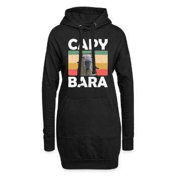 Rétro Capybara Wasserschwein - Sweat-shirt à capuche long Femme - noir - Devant