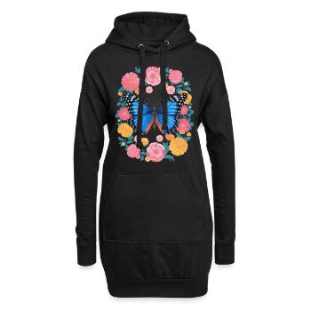 Schmetterling Monarchfalter Bunt Schmetterlinge - Hoodie-Kleid - Schwarz - Vorne
