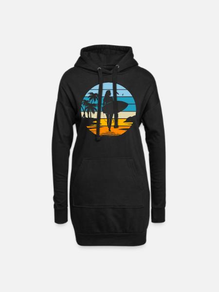 maman femme surfeuse cadeau femme sport surf - Sweat-shirt à capuche long Femme - noir