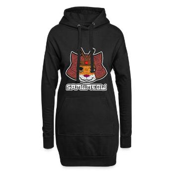 Chemin du chat guerrier samouraï - Sweat-shirt à capuche long Femme - noir - Devant
