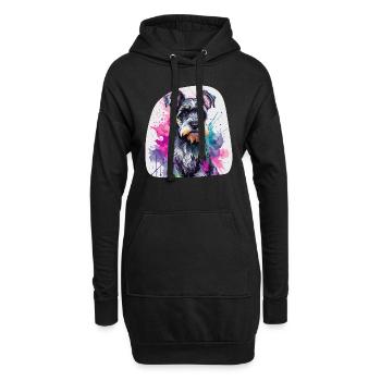 Chien Schnauzer miniature mignon coloré à l’aquarelle - Sweat-shirt à capuche long Femme - noir - Devant