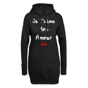 je t'aime mon amour - Sweat-shirt à capuche long Femme - noir - Devant
