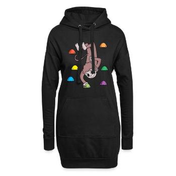 Singe sur le mur d'escalade - escalade - cadeau - Sweat-shirt à capuche long Femme - noir - Devant