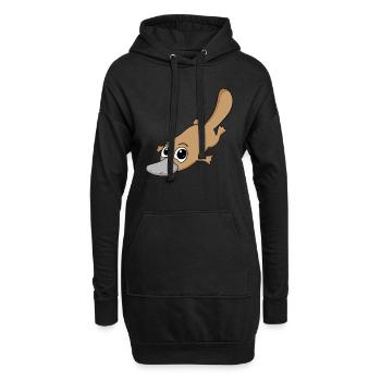 Schnabeltier - Hoodie-Kleid - Schwarz - Vorne