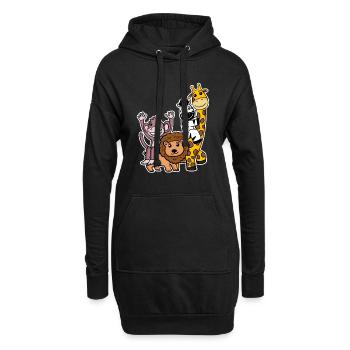 Des animaux mignons - Sweat-shirt à capuche long Femme - noir - Devant