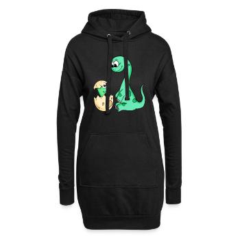 Dinosaures avec bébé dinosaures - Sweat-shirt à capuche long Femme - noir - Devant