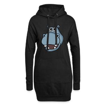 Hippopotames tête - Sweat-shirt à capuche long Femme - noir - Devant
