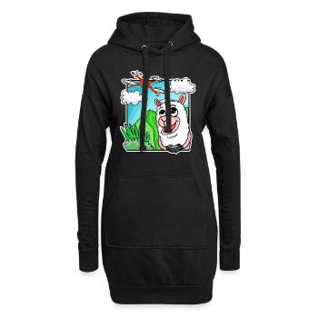 Drohne Quadcopter Drohnenpilot Drone Alpaka - Hoodie-Kleid - Schwarz - Vorne