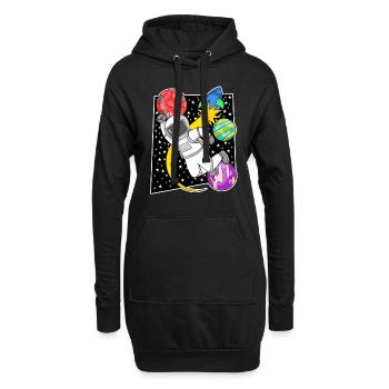 Astronaute dans l’espace avec fusée - Sweat-shirt à capuche long Femme - noir - Devant