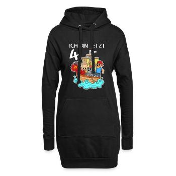 4. Geburtstag Geburtstagskind Piratenschiff - Hoodie-Kleid - Schwarz - Vorne
