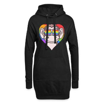 LGBT Herz mit Affe Regenbogen - Hoodie-Kleid - Schwarz - Vorne