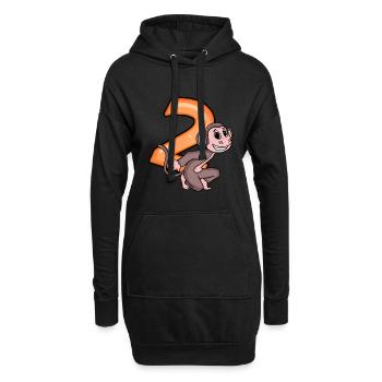 2 Jahre - Affe - 2. Geburtstag Motiv - Hoodie-Kleid - Schwarz - Vorne