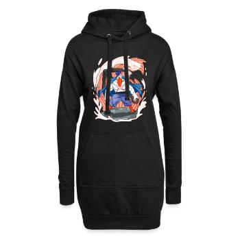 Mouette avec ancre - Sweat-shirt à capuche long Femme - noir - Devant