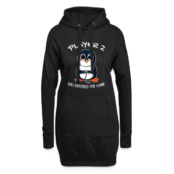 Zweites Baby Spieler 2 Baby Pinguin Schwanger - Hoodie-Kleid - Schwarz - Vorne
