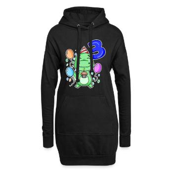 3 ans - Dinosaures - Cadeau de 3ème anniversaire - Sweat-shirt à capuche long Femme - noir - Devant