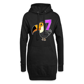7 Jahre alt - 7. Geburtstag - Tukan Vogel Motiv - Hoodie-Kleid - Schwarz - Vorne