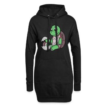 Tortue avec Bébé Tortue - Sweat-shirt à capuche long Femme - noir - Devant