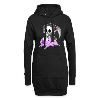 Faucheuse et Cochon - Sweat-shirt à capuche long Femme - noir - Devant