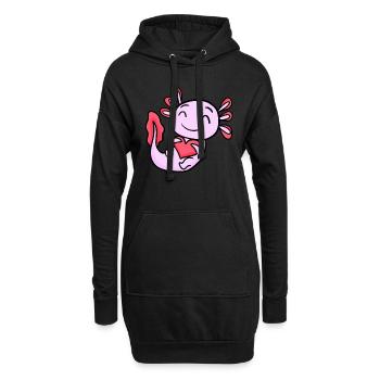 Axolotl Herz - Hoodie-Kleid - Schwarz - Vorne