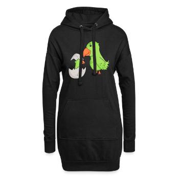 Perroquet avec bébé perroquet - Sweat-shirt à capuche long Femme - noir - Devant