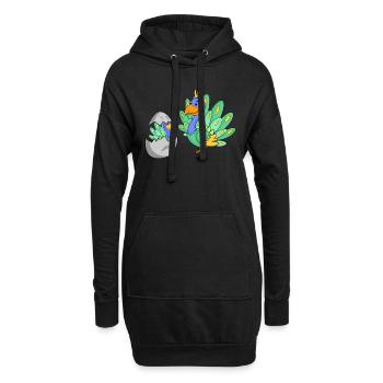 Pfau mit Baby Pfau - Hoodie-Kleid - Schwarz - Vorne