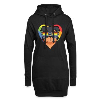 LGBT Hund Rottweiler Regenbogen - Hoodie-Kleid - Schwarz - Vorne