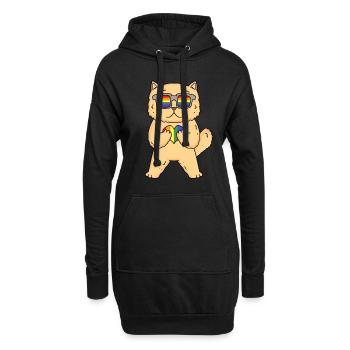 CHAT LGBT Chat Persan Arc-en-ciel - Sweat-shirt à capuche long Femme - noir - Devant