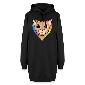 LGBT Katze Abessinierkatze Regenbogen - Hoodie-Kleid - Schwarz - Vorne