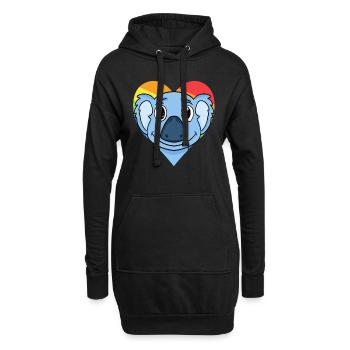 LGBT Tier Koala Regenbogen - Hoodie-Kleid - Schwarz - Vorne