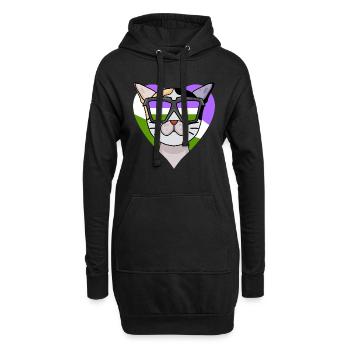 Genderqueer Chat Lgbt Bobtail japonais - Sweat-shirt à capuche long Femme - noir - Devant