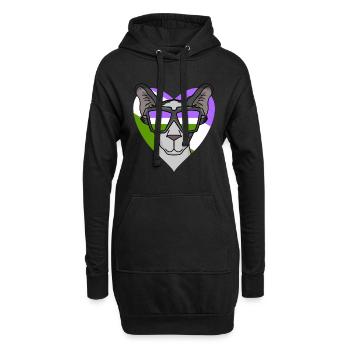 Genderqueer Lgbt Cat Oriental Shorthair - Sweat-shirt à capuche long Femme - noir - Devant